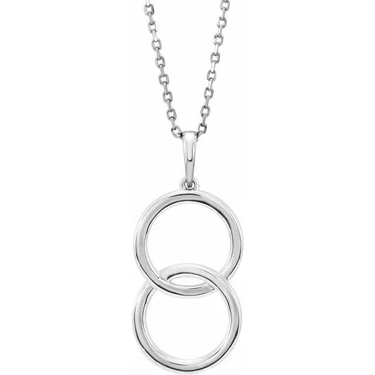 STERLING SILVER INTERLOCKING CIRCLE NECKLACE WITH 18 INCH CHAIN