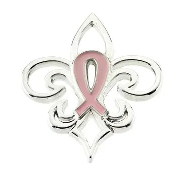 STERLING SILVER 27 x 23 M.M. BREAST CANCER AWARENESS PIN