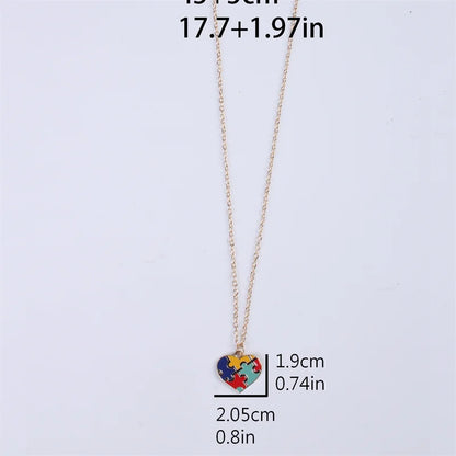 AUTISM AWARENESS WOMEN'S COLORFUL  PUZZLE NECKLACE