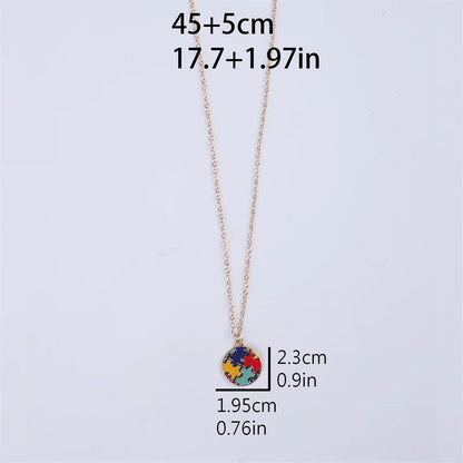 AUTISM AWARENESS WOMEN'S COLORFUL  PUZZLE NECKLACE